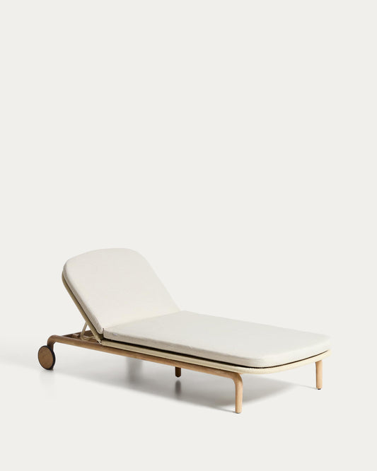 Lettino Alipa in legno massiccio di acacia e corda ecru FSC 100%