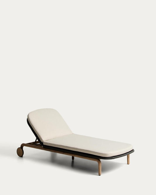 Lettino Alipa in legno massiccio di acacia e corda grigio scuro FSC 100%