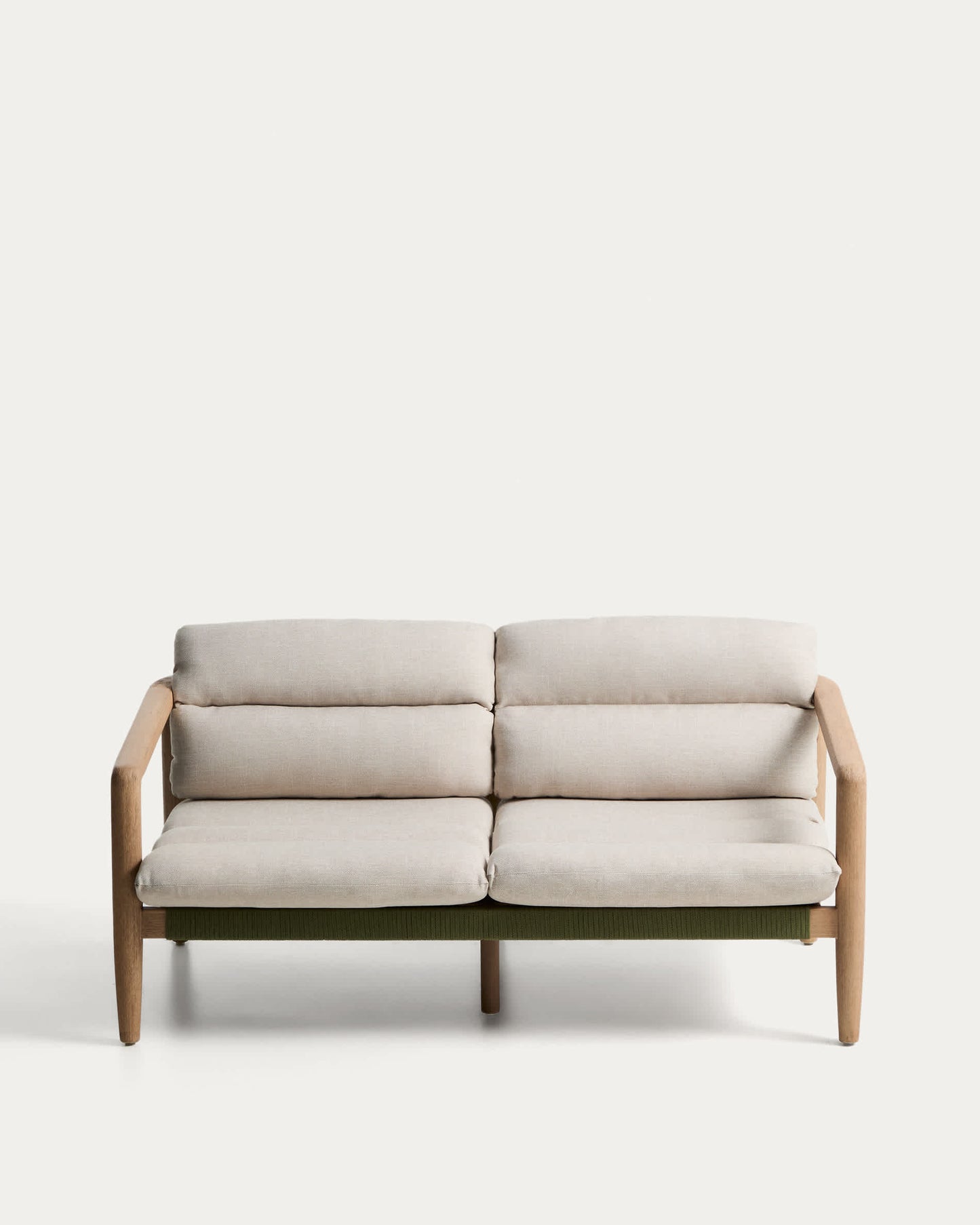 Divano Menfi a 2 posti in legno massiccio di acacia e corda verde 136 cm FSC 100%
