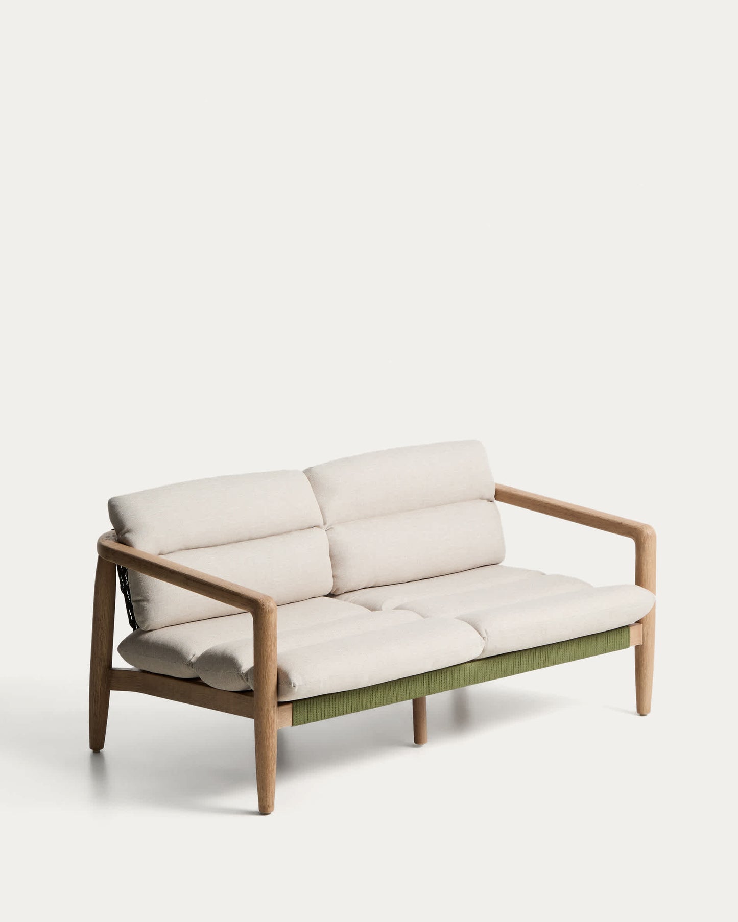 Divano Menfi a 2 posti in legno massiccio di acacia e corda verde 136 cm FSC 100%