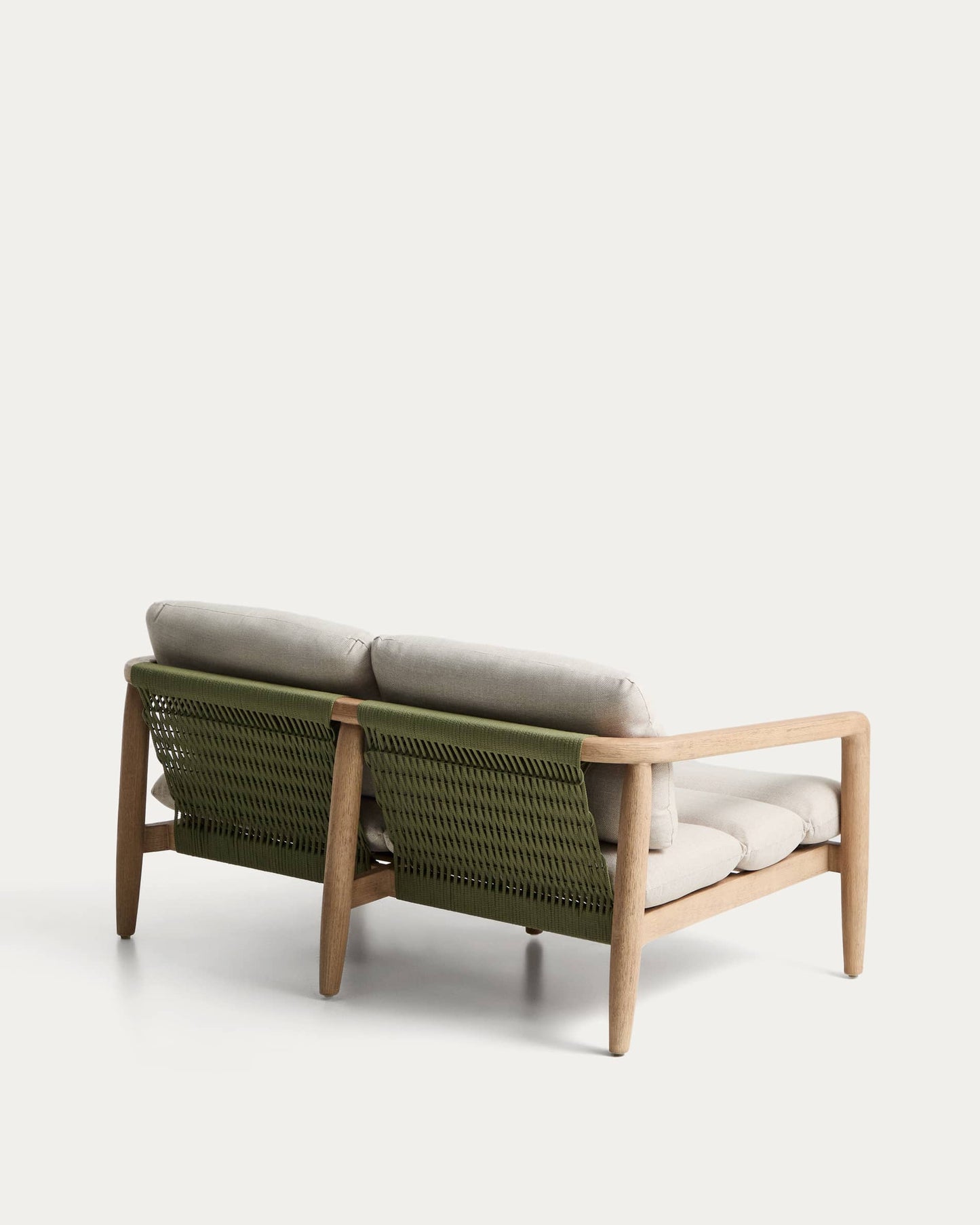 Divano Menfi a 2 posti in legno massiccio di acacia e corda verde 136 cm FSC 100%