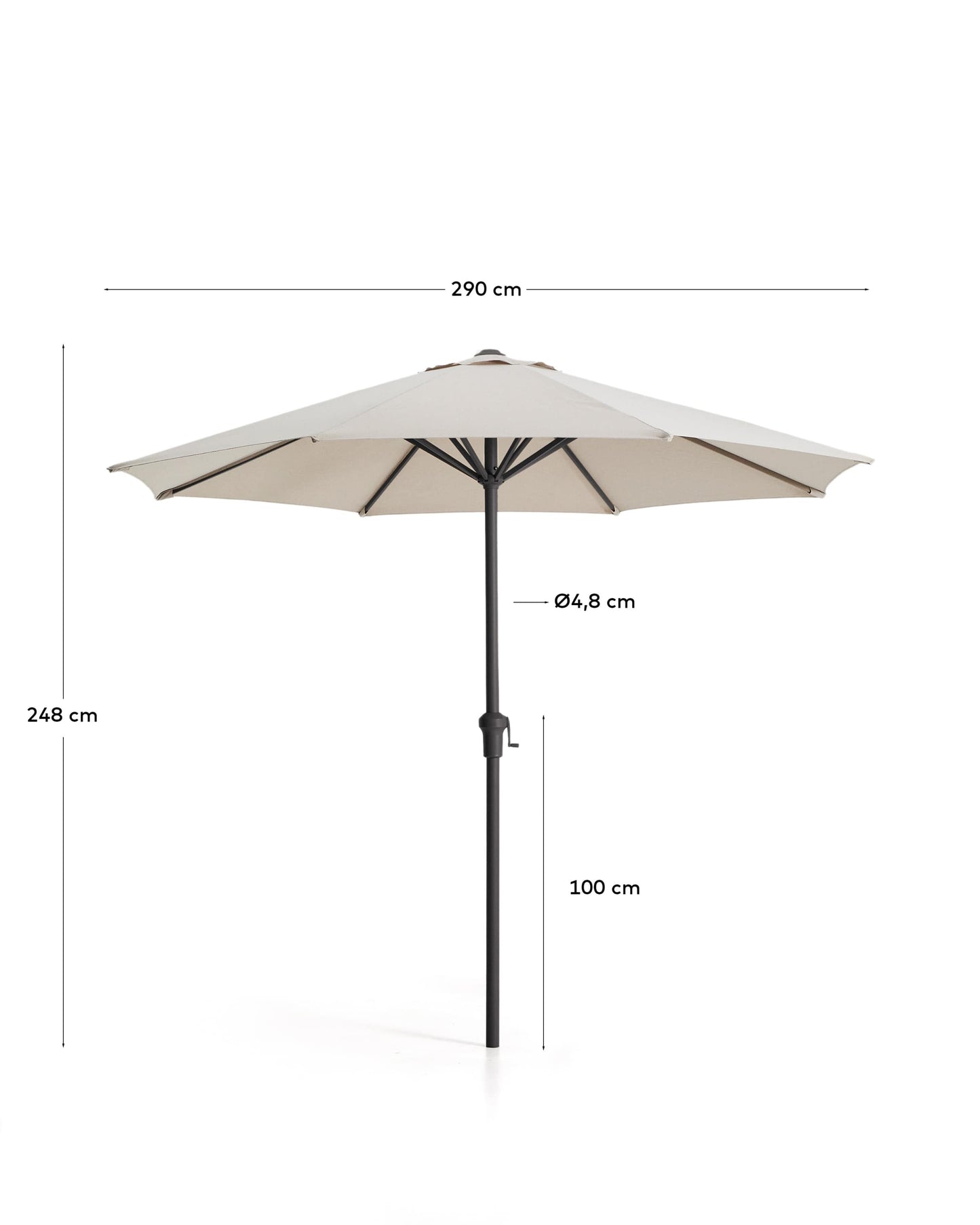 Ombrellone con palo centrale Milna beige con struttura in acciaio grafite Ø 300 cm