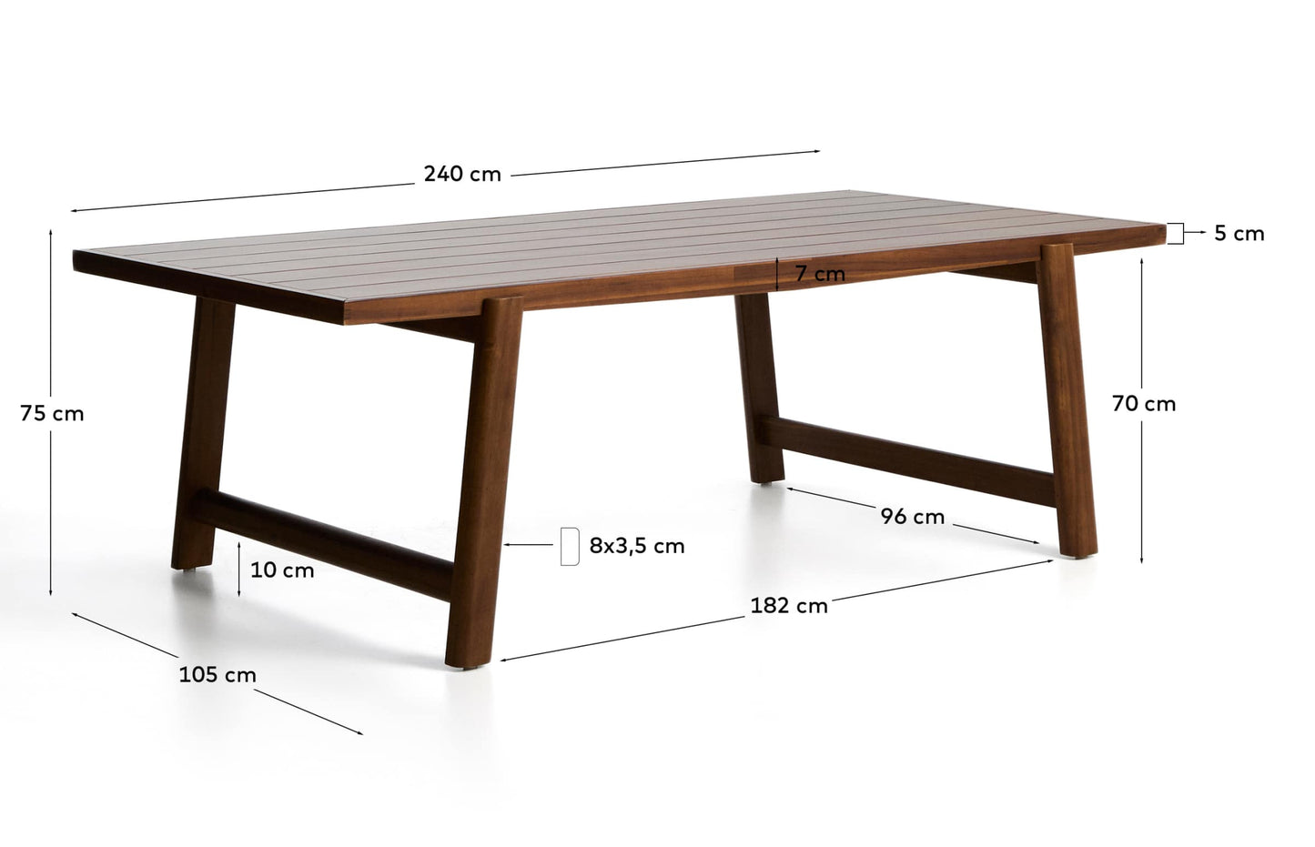 Tavolo da esterni Itani in legno massiccio di acacia 240 x 100 cm FSC 100%