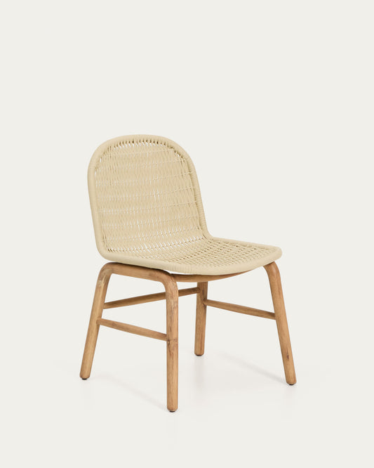 Sedia Alipa in legno massiccio di acacia e corda ecru