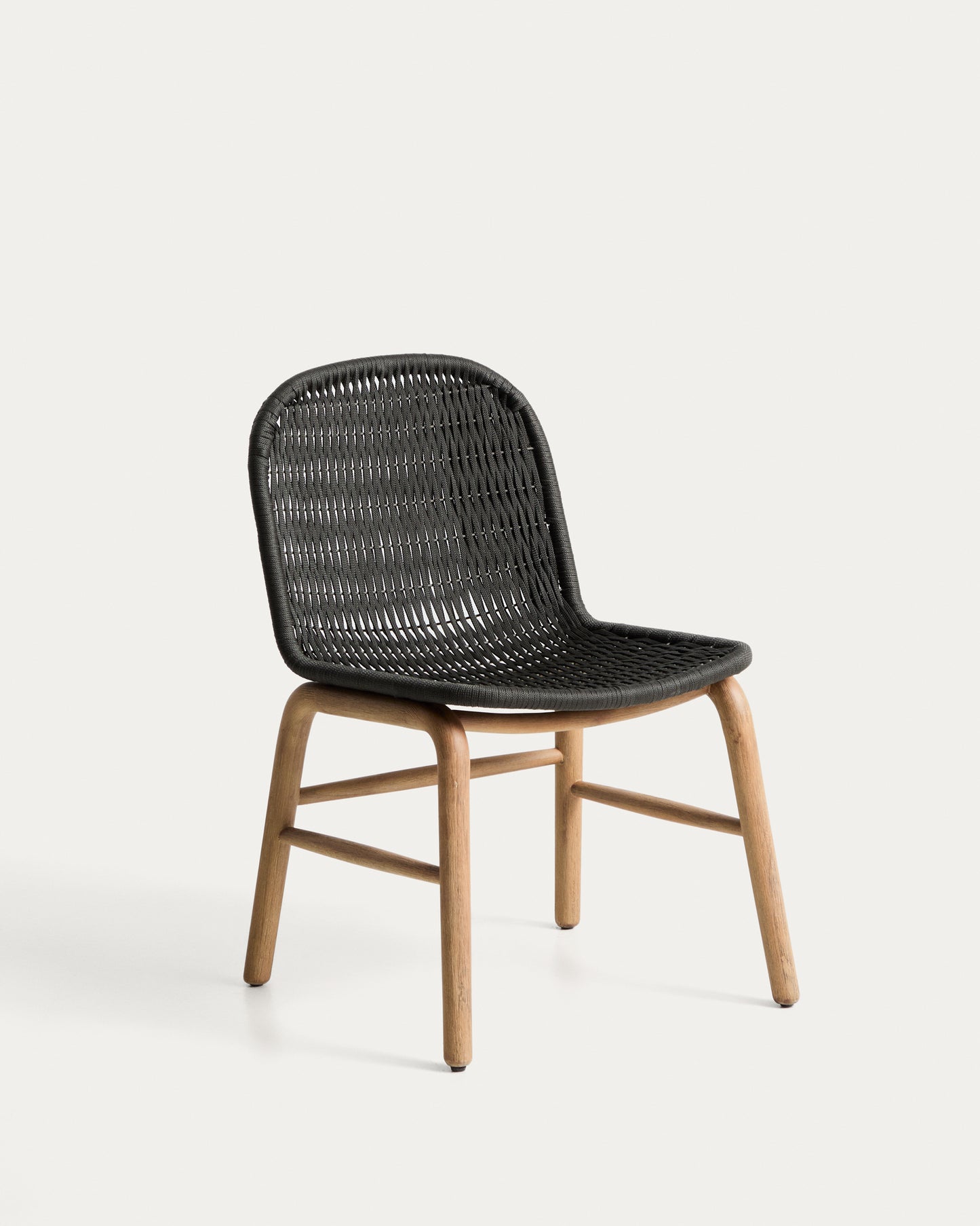 Sedia Alipa in legno massiccio di acacia e corda grigio scuro
