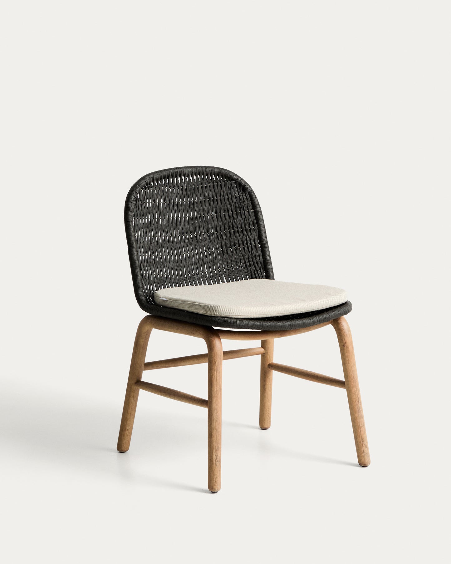 Sedia Alipa in legno massiccio di acacia e corda grigio scuro