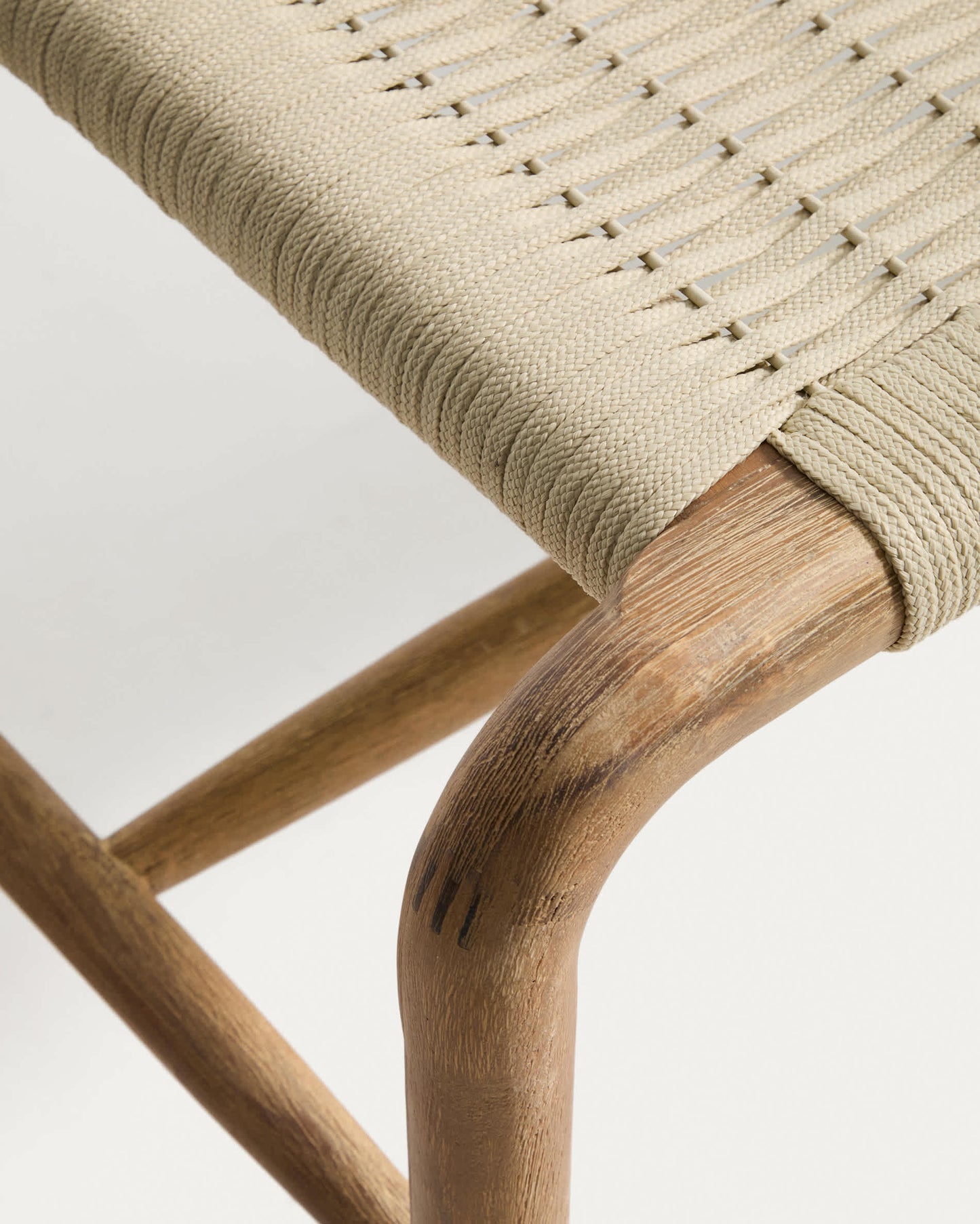 Panca Alipa in legno massiccio di acacia e corda ecru 180 cm