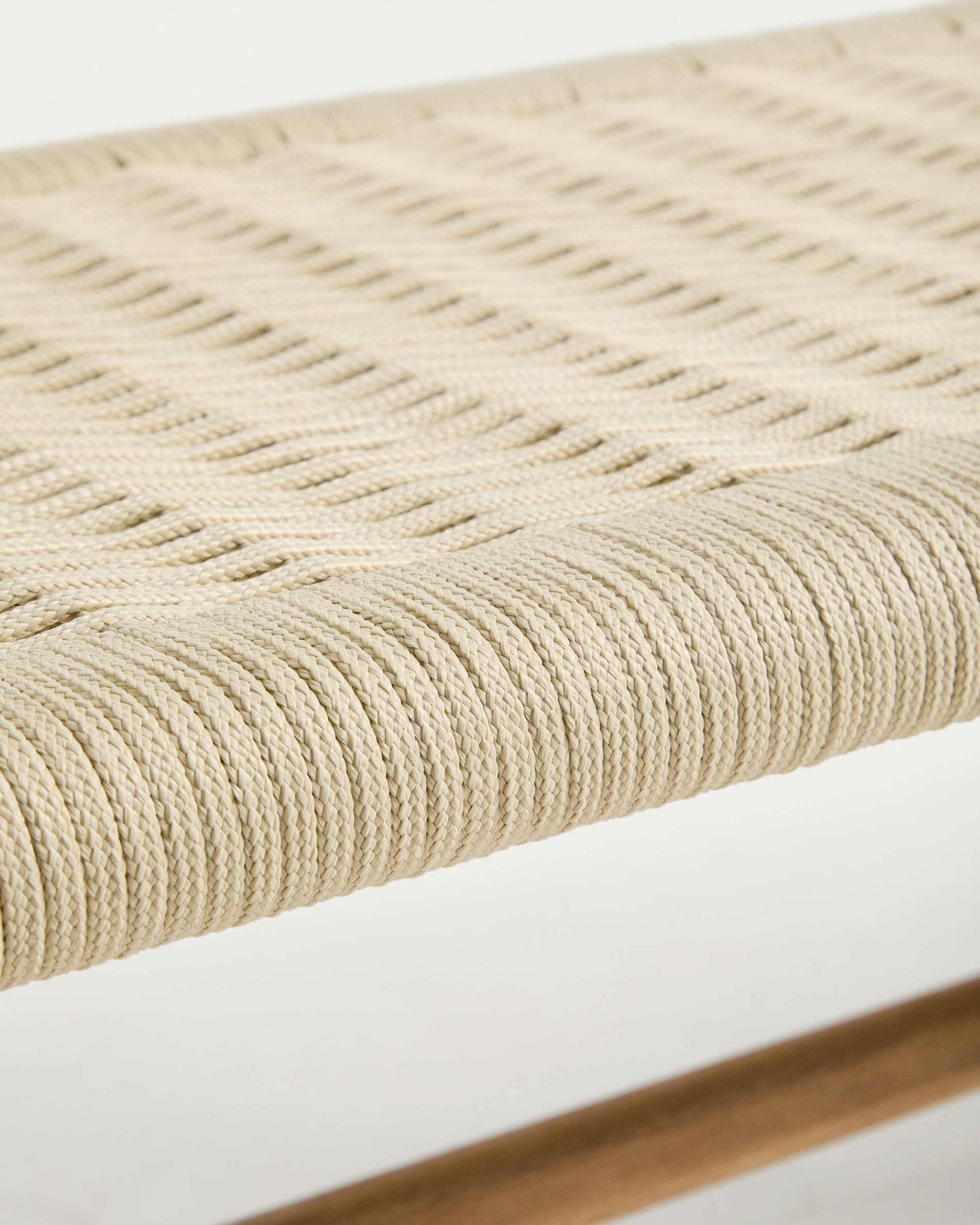 Panca Alipa in legno massiccio di acacia e corda ecru 180 cm