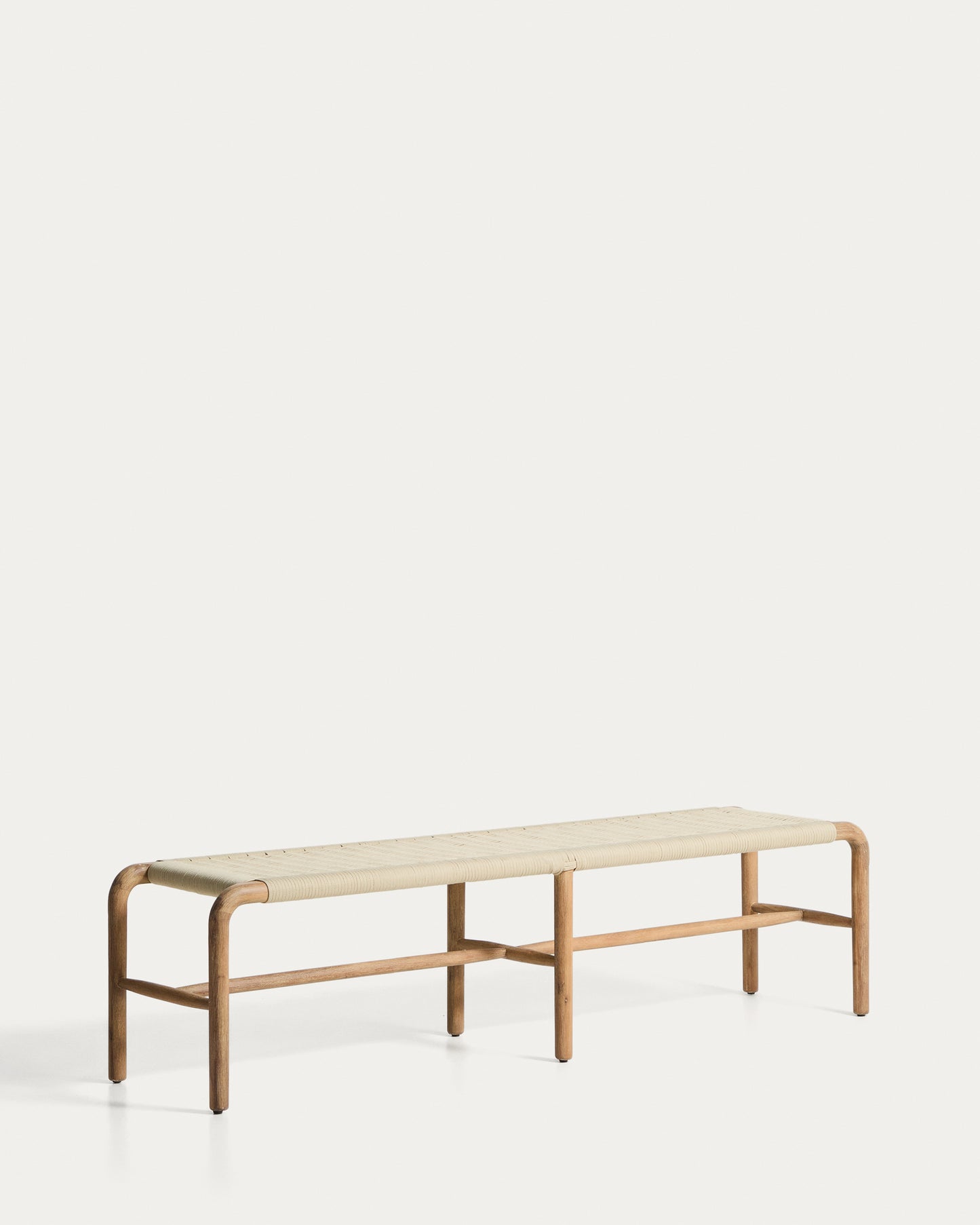 Panca Alipa in legno massiccio di acacia e corda ecru 180 cm