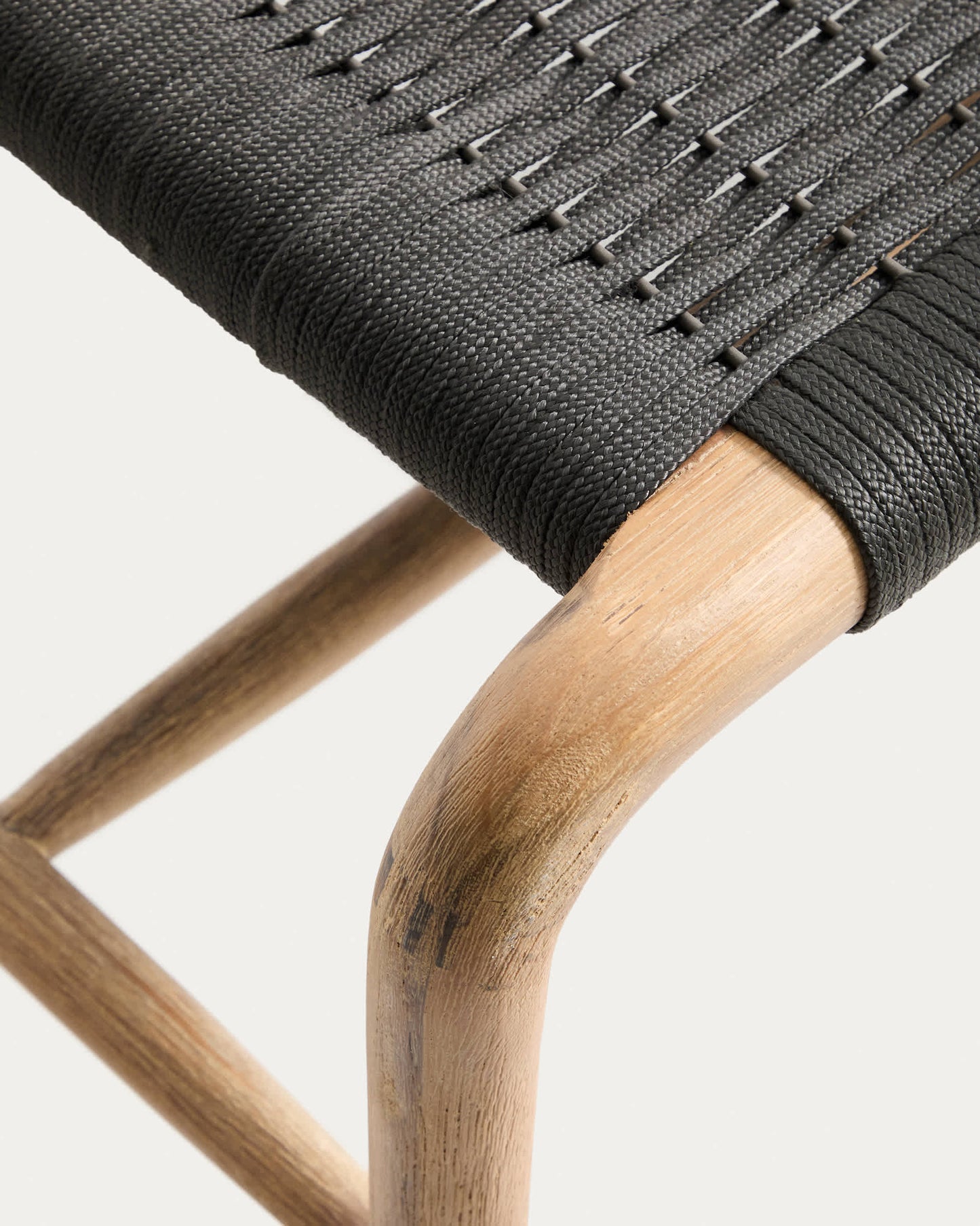 Panca Alipa in legno massiccio di acacia e corda grigio scuro 180 cm