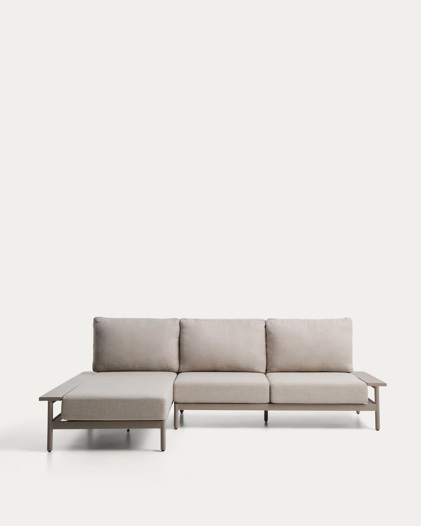 Divano Vathi a 3 posti in alluminio con chaise longue sinistra tortora 250 x 159 cm