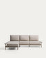Divano Vathi a 3 posti in alluminio con chaise longue sinistra tortora 250 x 159 cm