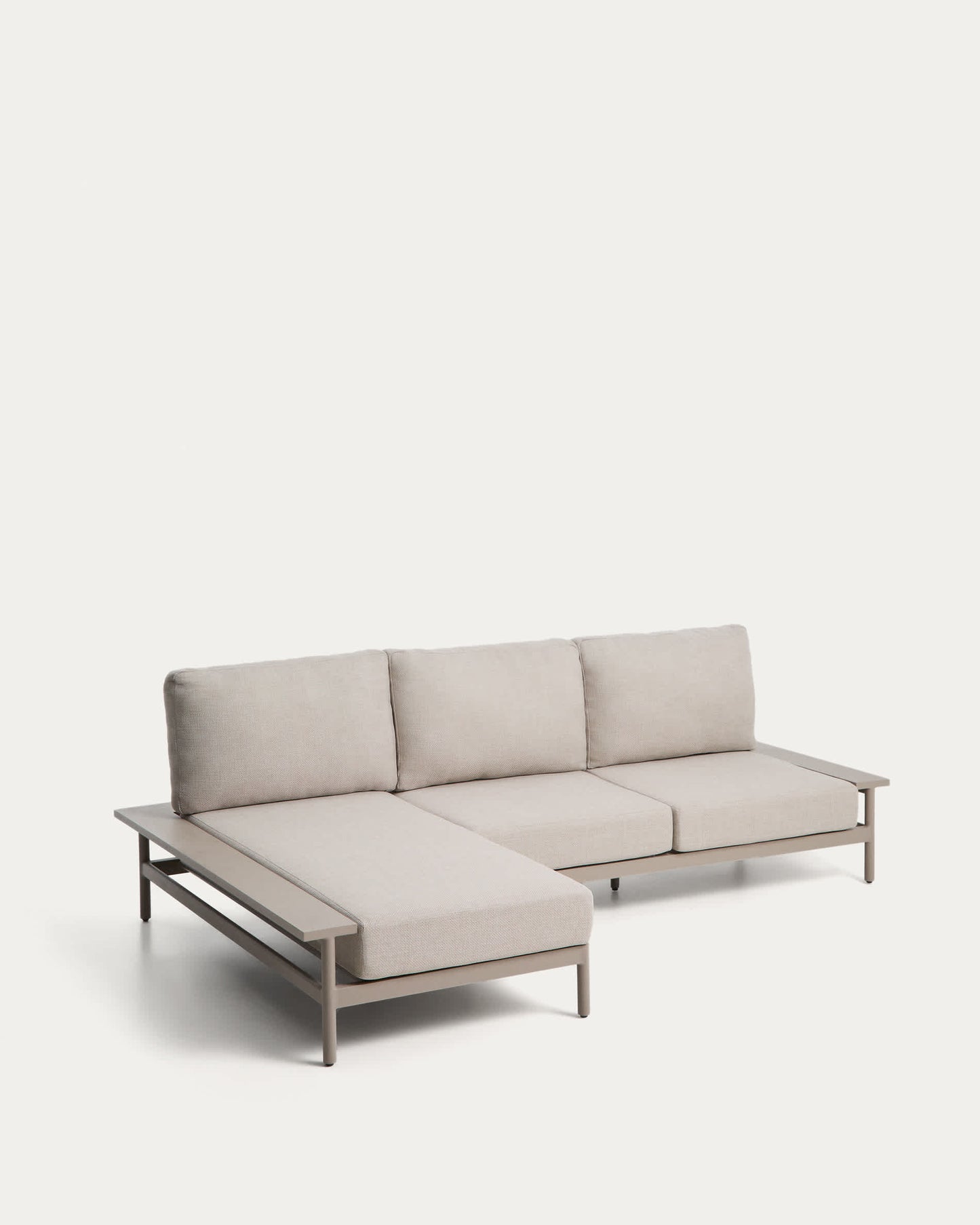 Divano Vathi a 3 posti in alluminio con chaise longue sinistra tortora 250 x 159 cm