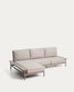 Divano Vathi a 3 posti in alluminio con chaise longue sinistra tortora 250 x 159 cm