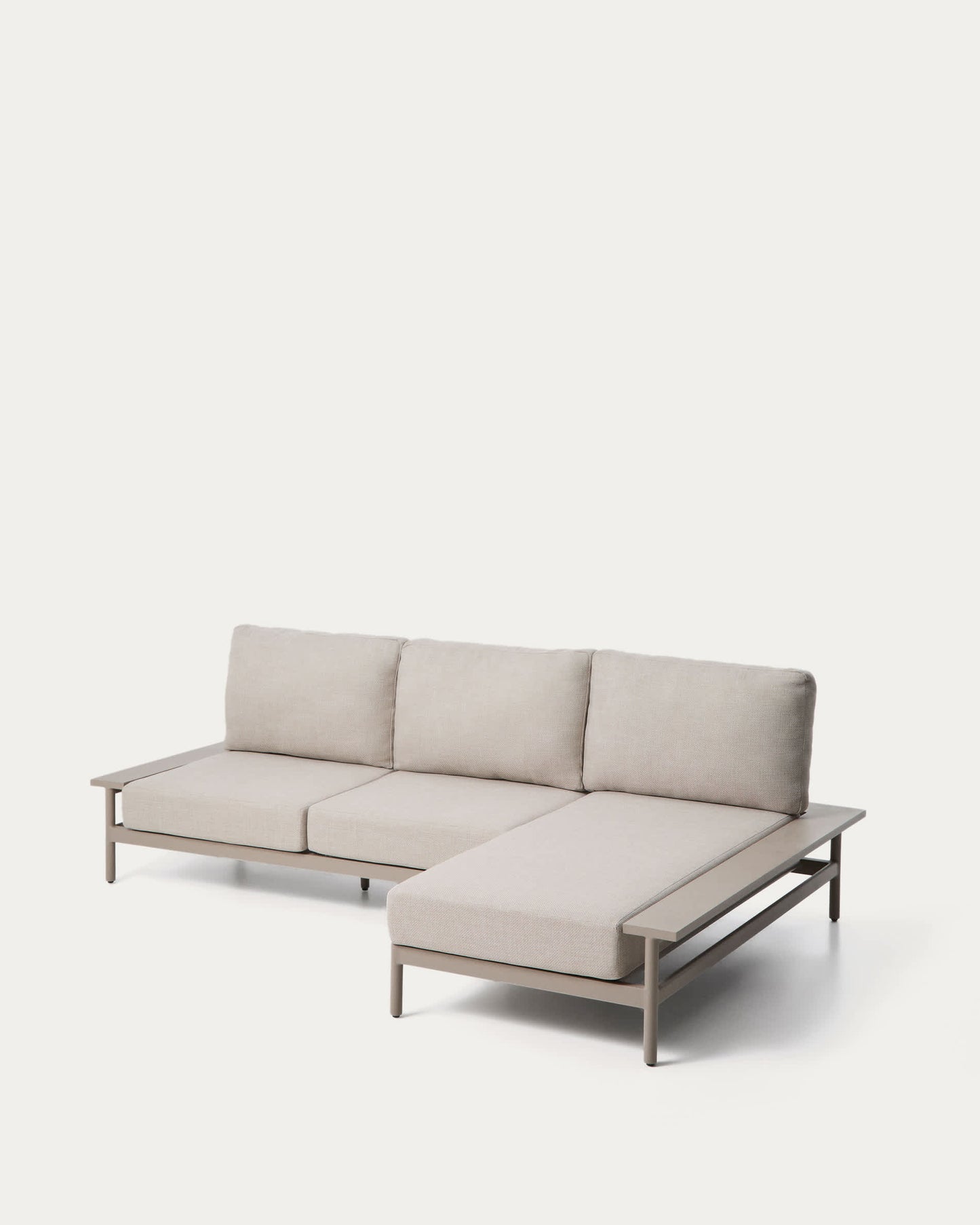 Divano Vathi a 3 posti in alluminio con chaise longue destra tortora 250 x 159 cm