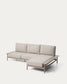 Divano Vathi a 3 posti in alluminio con chaise longue destra tortora 250 x 159 cm
