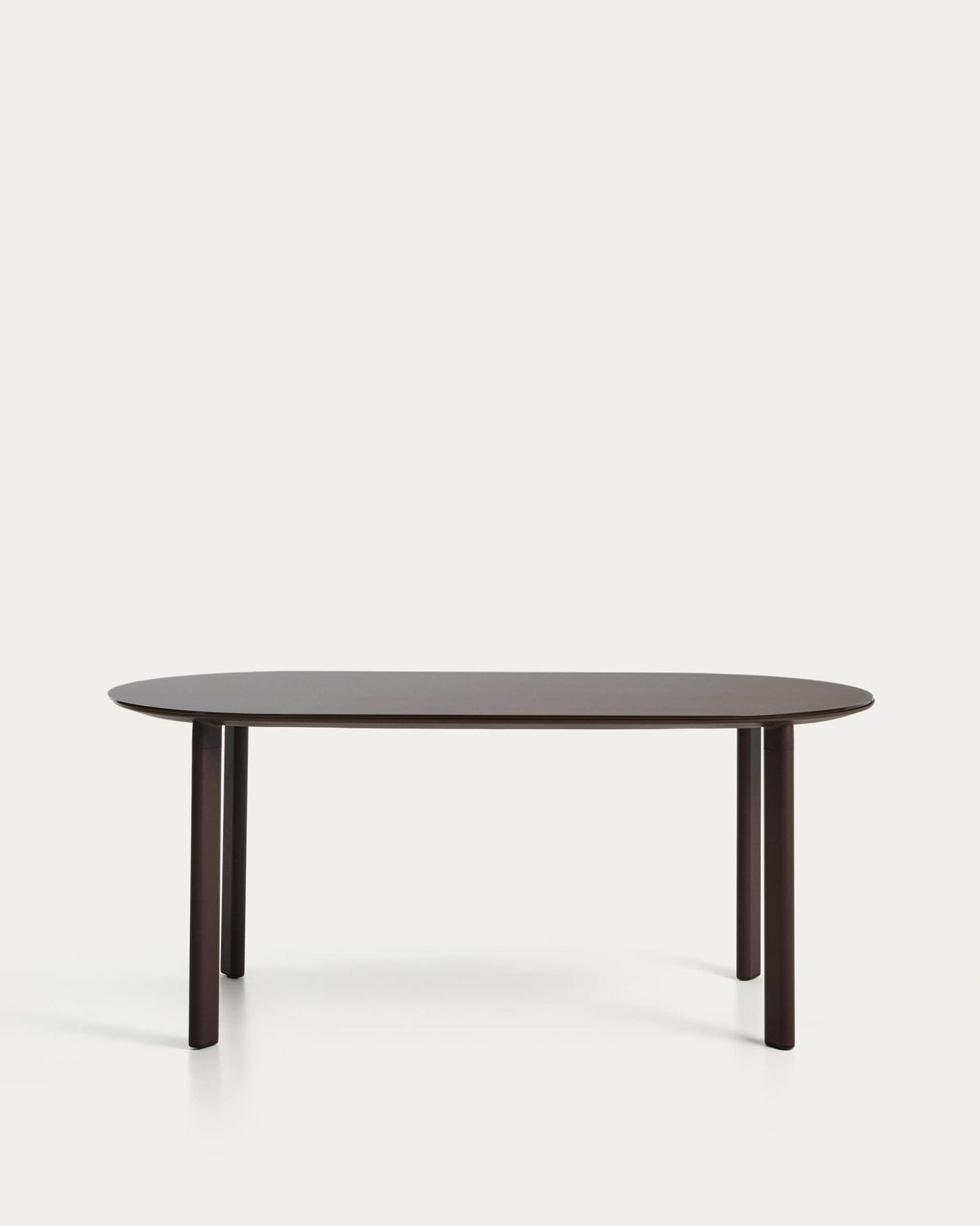 Tavolo ovale Erice in alluminio e vetro temperato marrone 180 x 90 cm