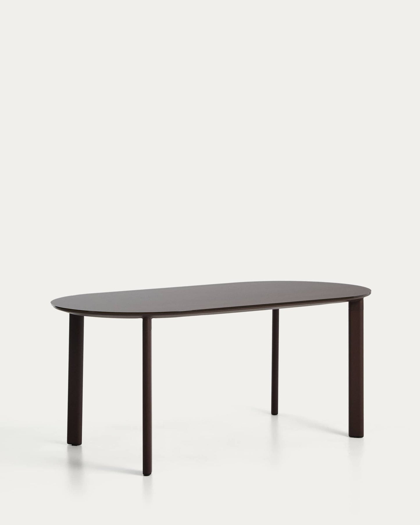 Tavolo ovale Erice in alluminio e vetro temperato marrone 180 x 90 cm