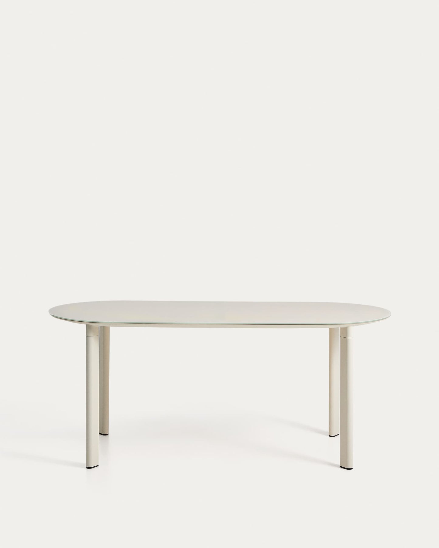 Tavolo ovale Erice in alluminio e vetro temperato écru 180 x 90 cm