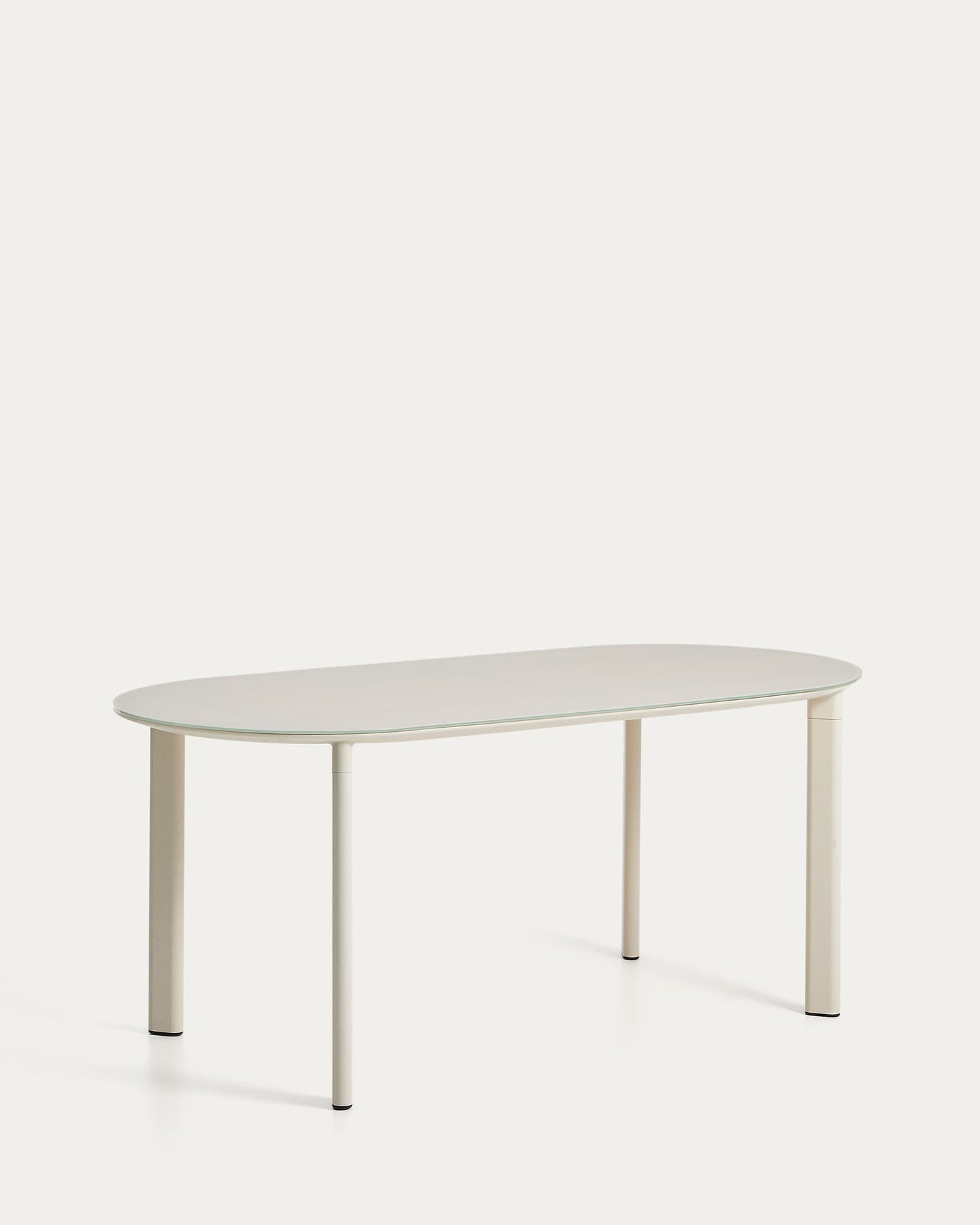 Tavolo ovale Erice in alluminio e vetro temperato écru 180 x 90 cm