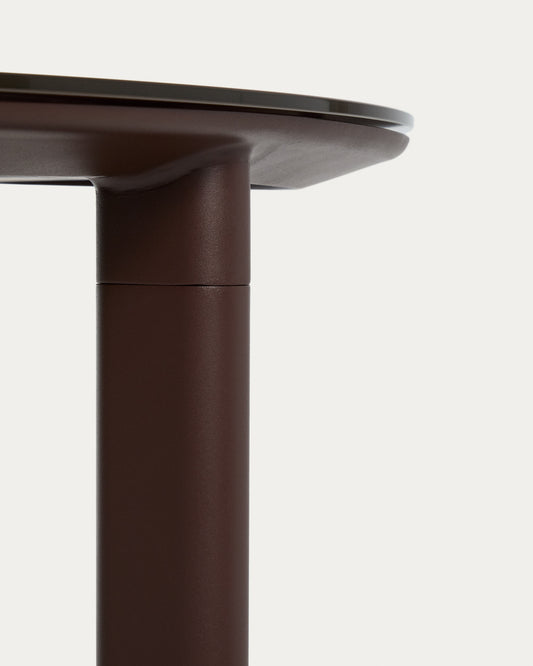 Tavolo ovale Erice in alluminio e vetro temperato marrone 230 x 100 cm