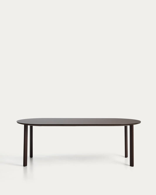 Tavolo ovale Erice in alluminio e vetro temperato marrone 230 x 100 cm
