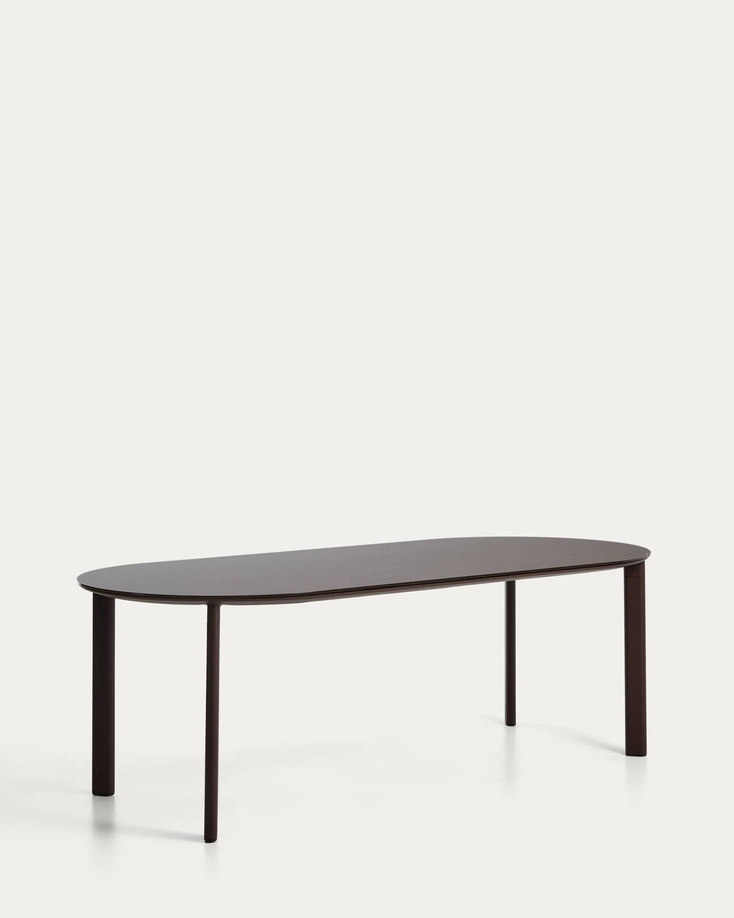 Tavolo ovale Erice in alluminio e vetro temperato marrone 230 x 100 cm