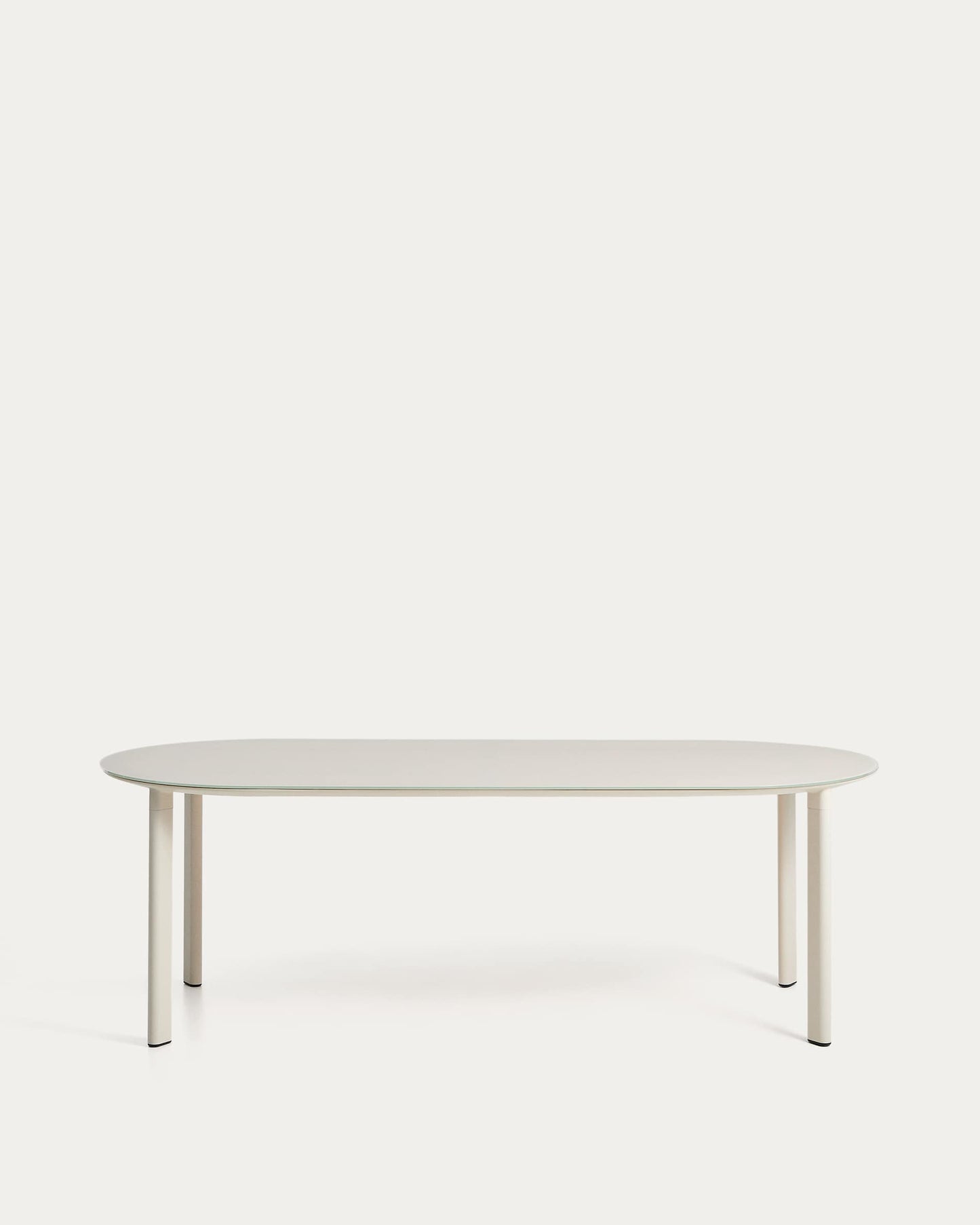 Tavolo ovale Erice in alluminio e vetro temperato écru 230 x 100 cm
