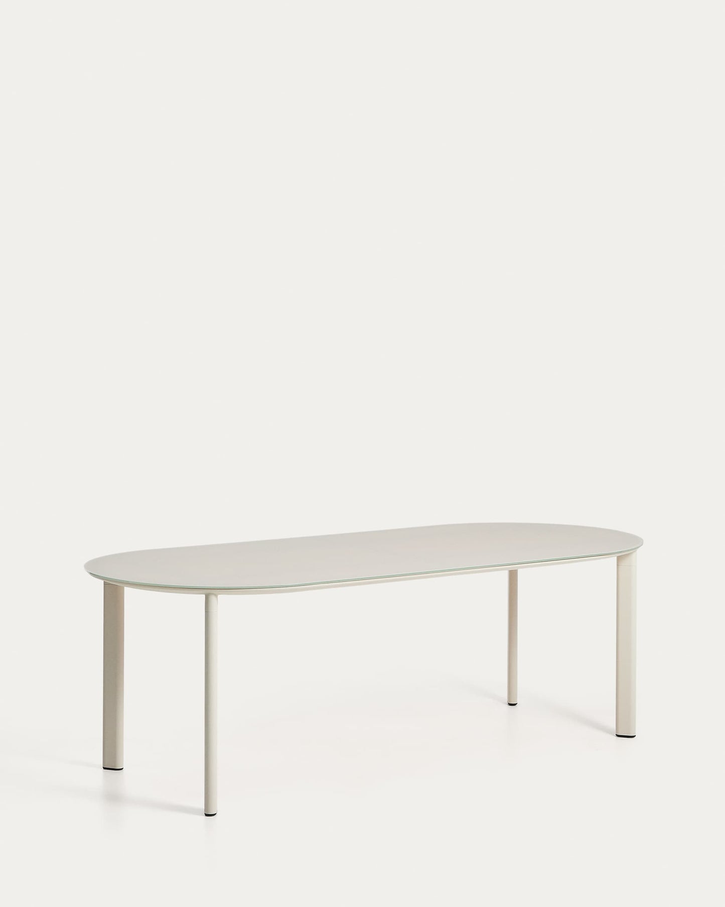 Tavolo ovale Erice in alluminio e vetro temperato écru 230 x 100 cm