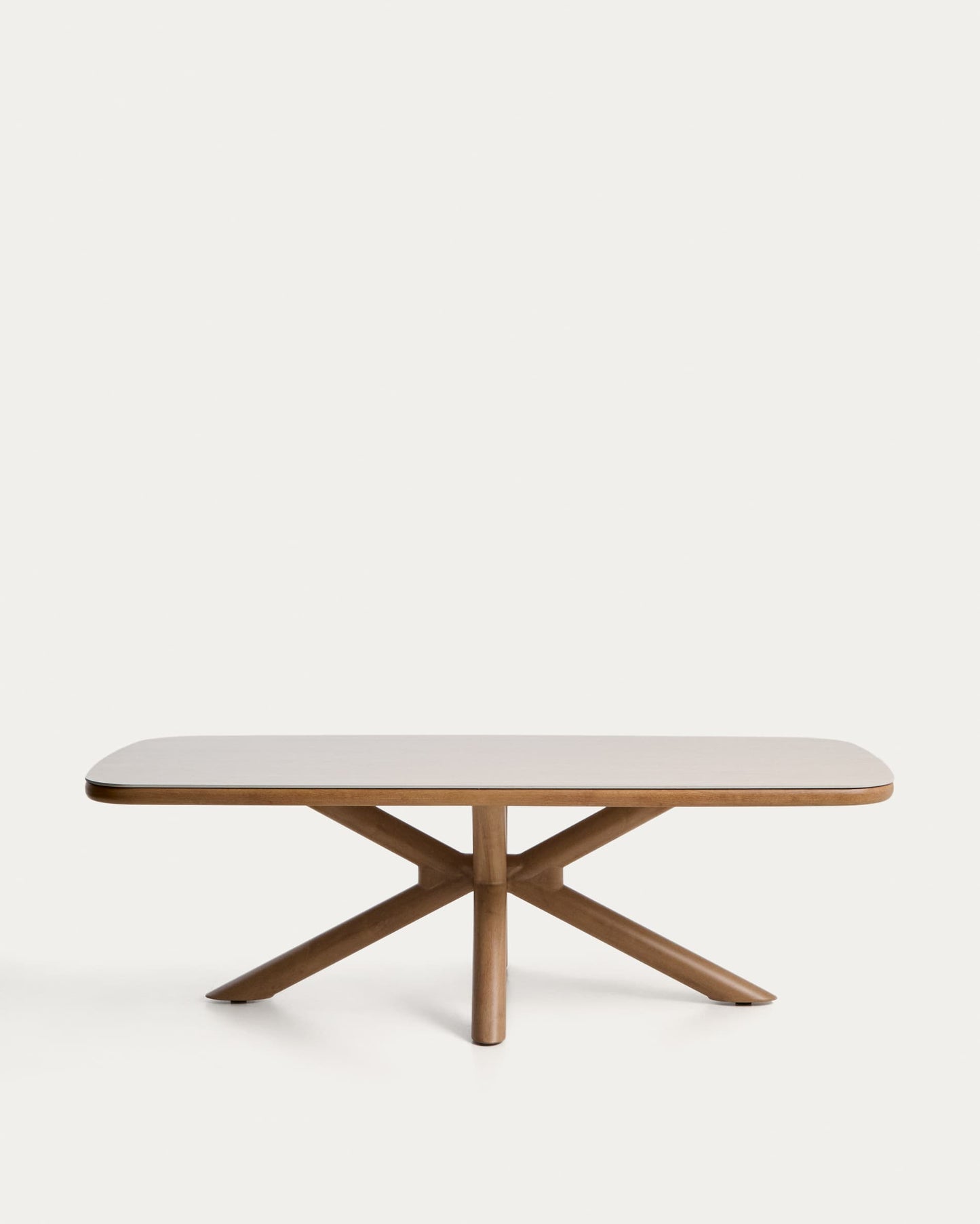 Tavolo da esterno Mirtia in alluminio effetto legno e pietra sinterizzata écru 240 x 110 cm