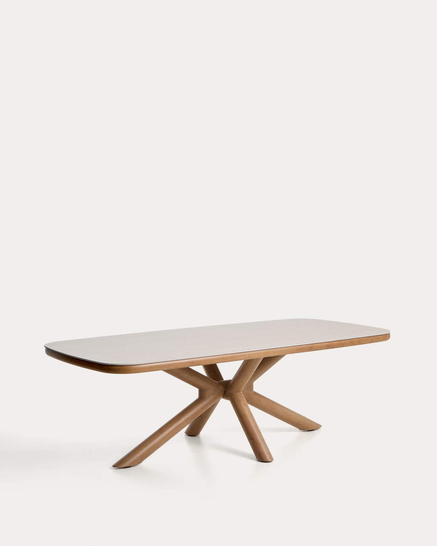Tavolo da esterno Mirtia in alluminio effetto legno e pietra sinterizzata écru 240 x 110 cm