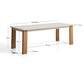 Tavolo allungabile Livorno in alluminio color écru e gambe effetto legno 233 (350) x 100 cm