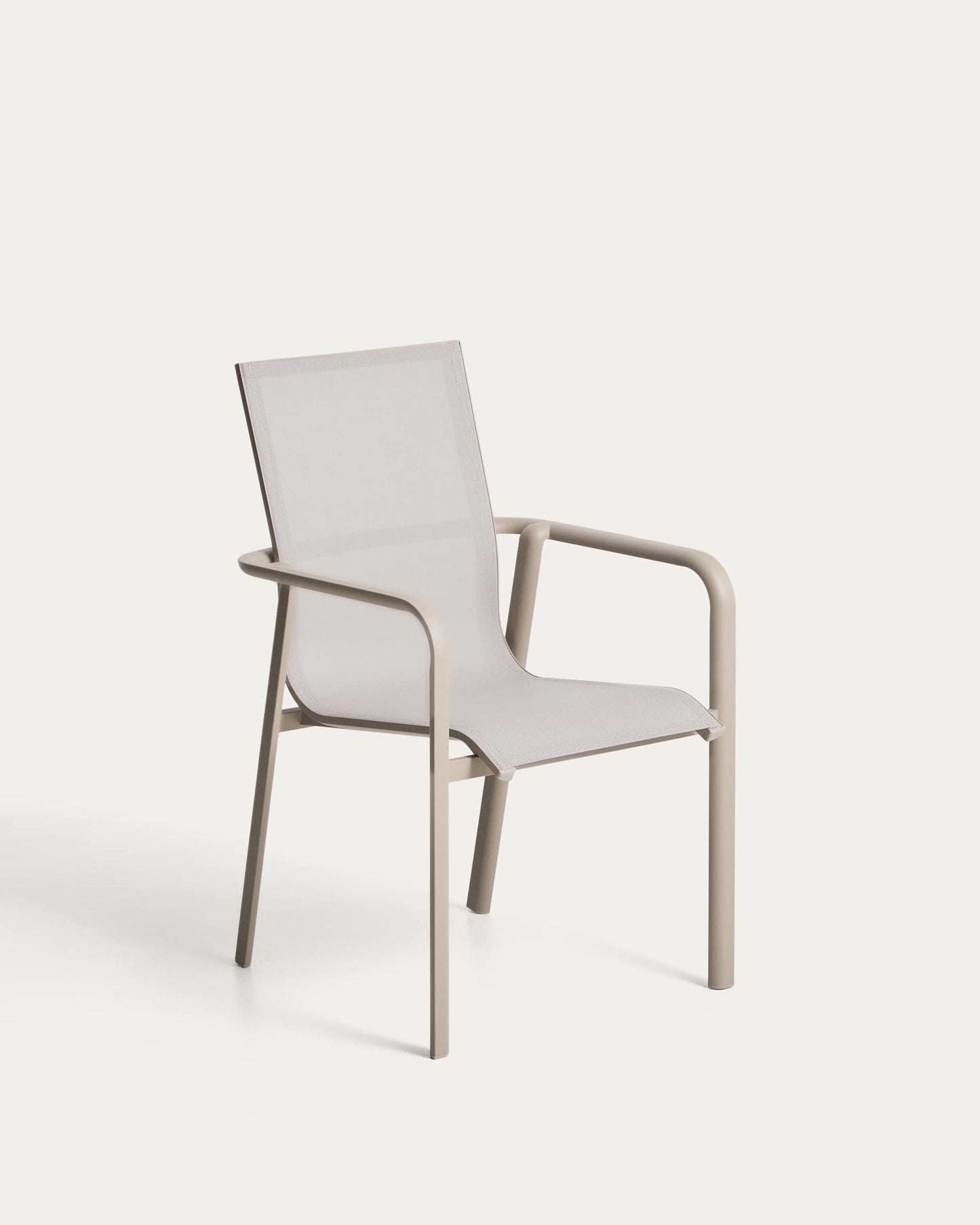 Sedia impilabile da esterno Canea in texteline beige e alluminio color tortora