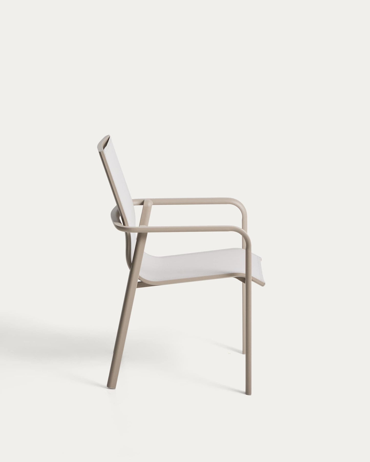Sedia impilabile da esterno Canea in texteline beige e alluminio color tortora