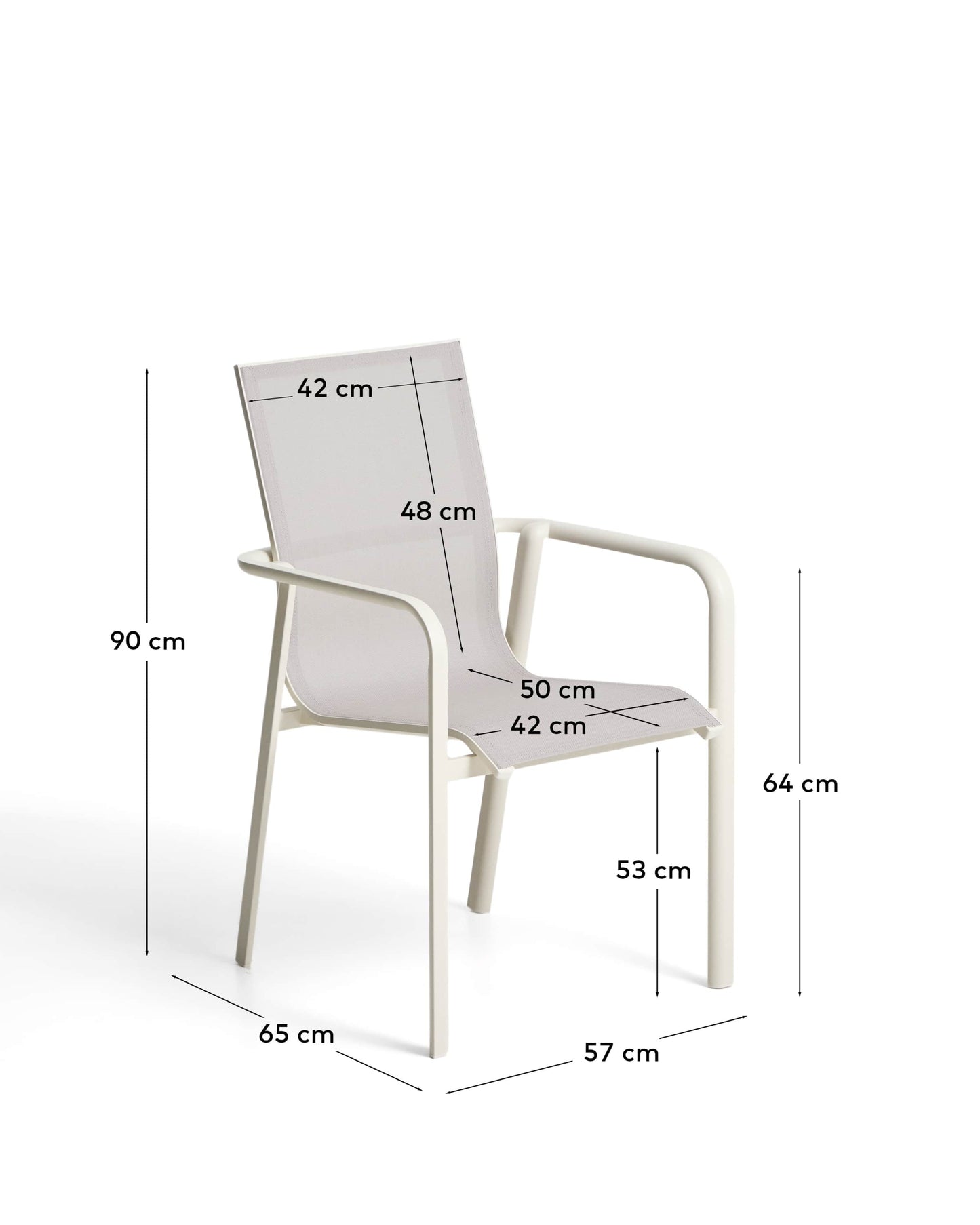 Sedia impilabile da esterno Canea in texteline beige e alluminio écru