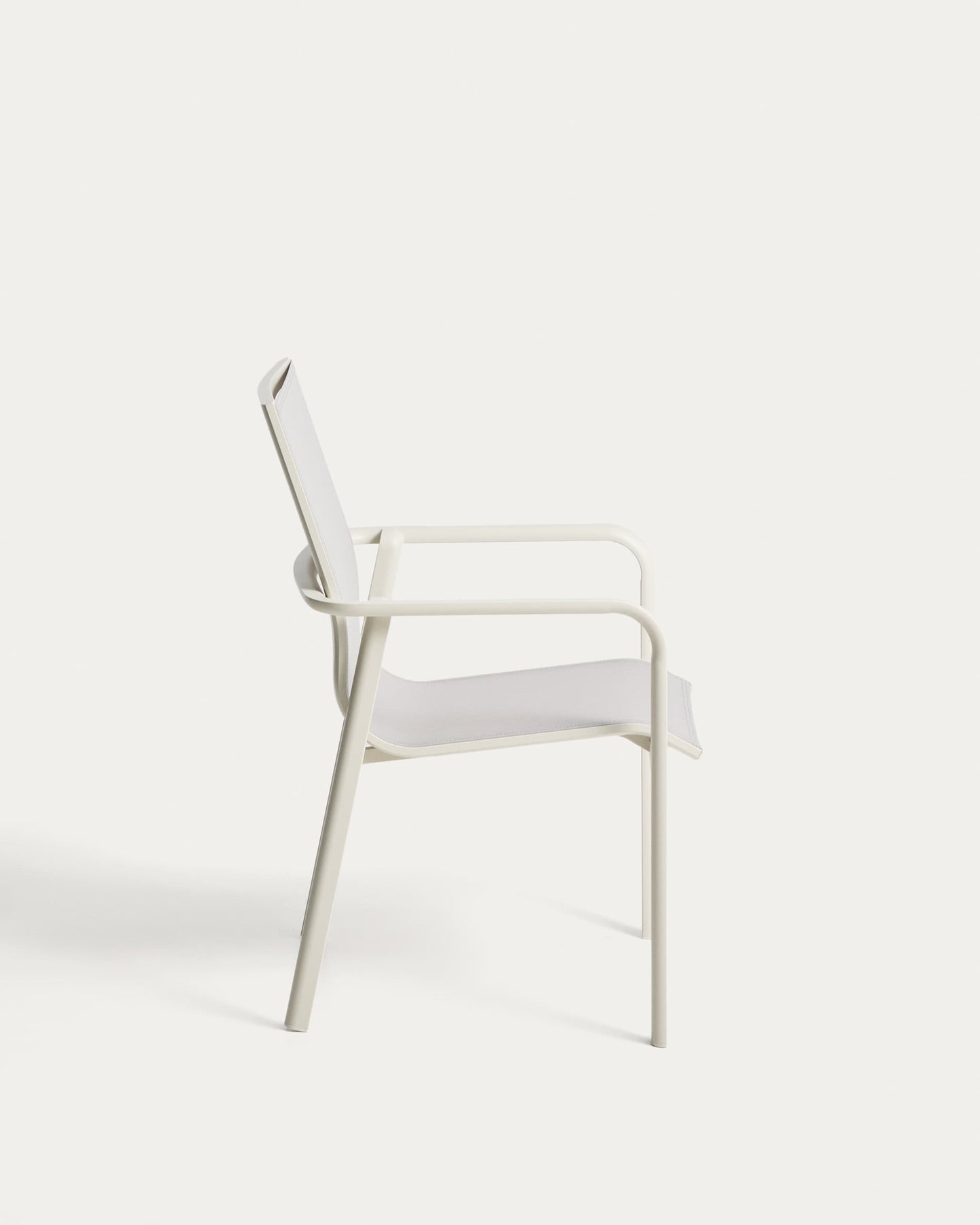 Sedia impilabile da esterno Canea in texteline beige e alluminio écru