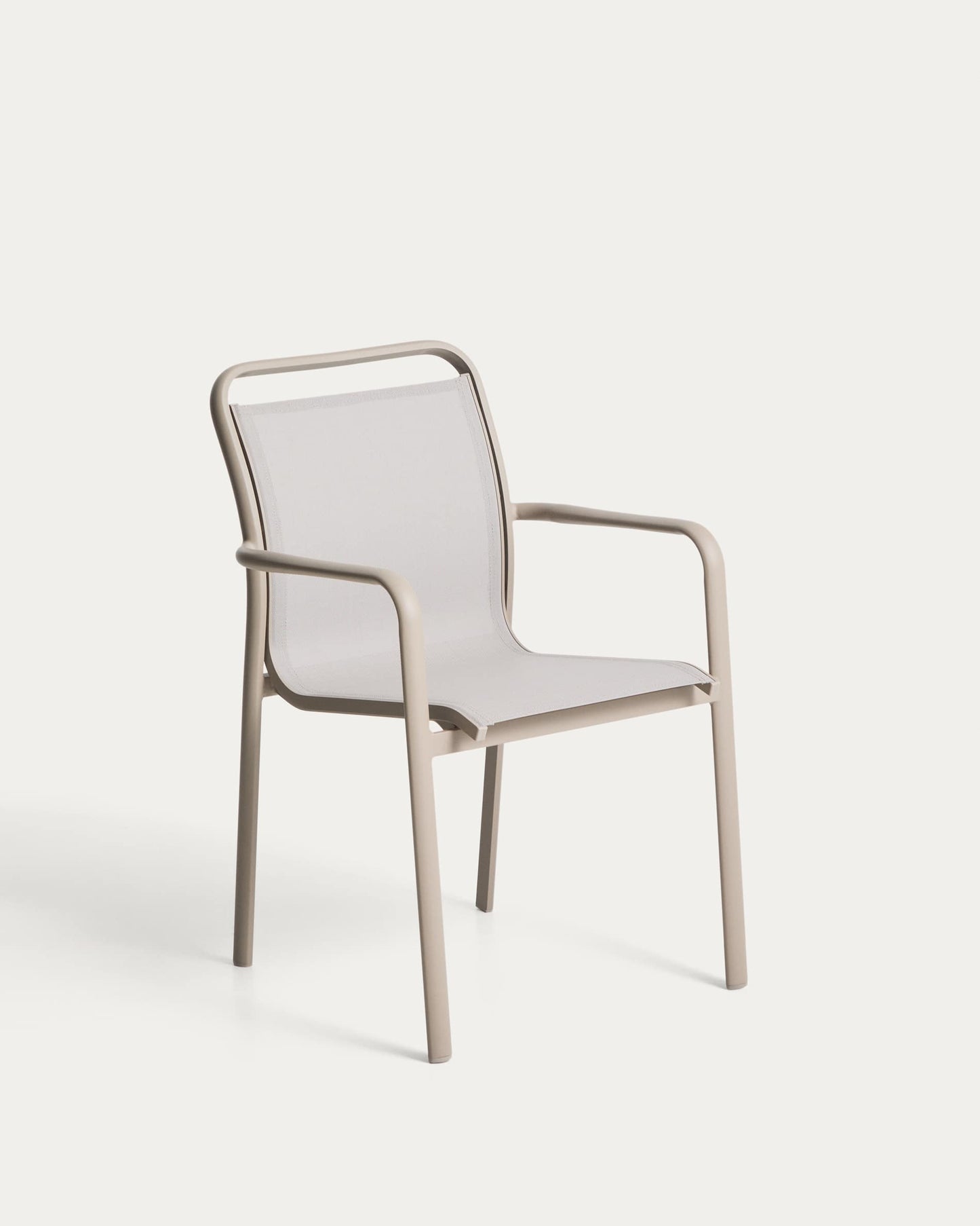 Sedia impilabile da esterno Luri in alluminio color tortora e texteline beige