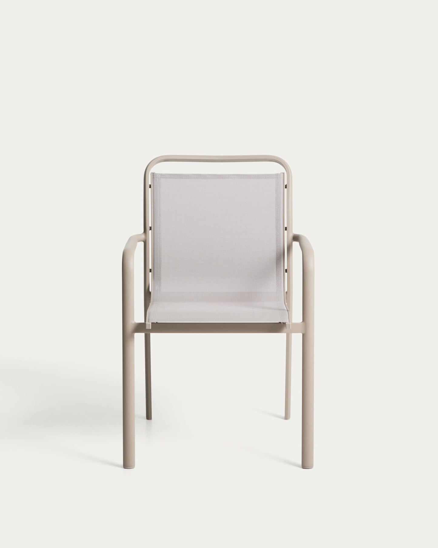 Sedia impilabile da esterno Luri in alluminio color tortora e texteline beige