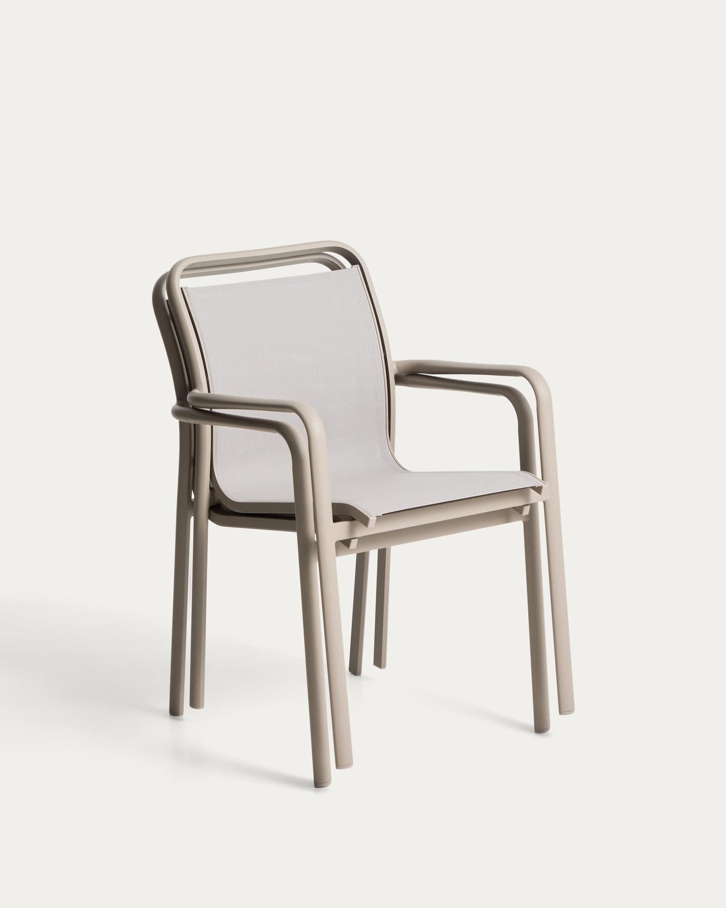 Sedia impilabile da esterno Luri in alluminio color tortora e texteline beige