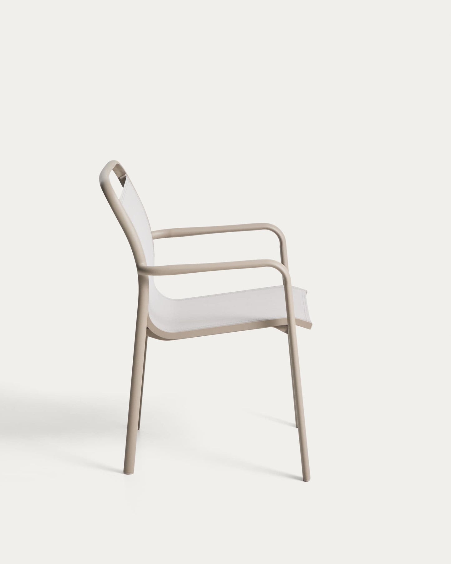 Sedia impilabile da esterno Luri in alluminio color tortora e texteline beige