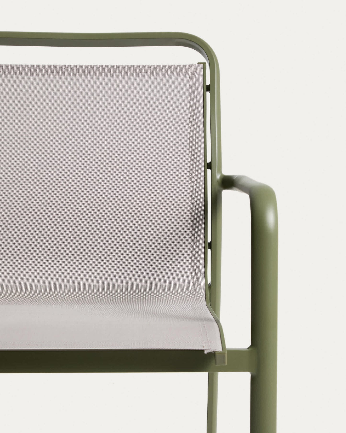 Sedia impilabile da esterno Luri in alluminio verde e texteline beige