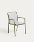 Sedia impilabile da esterno Luri in alluminio verde e texteline beige