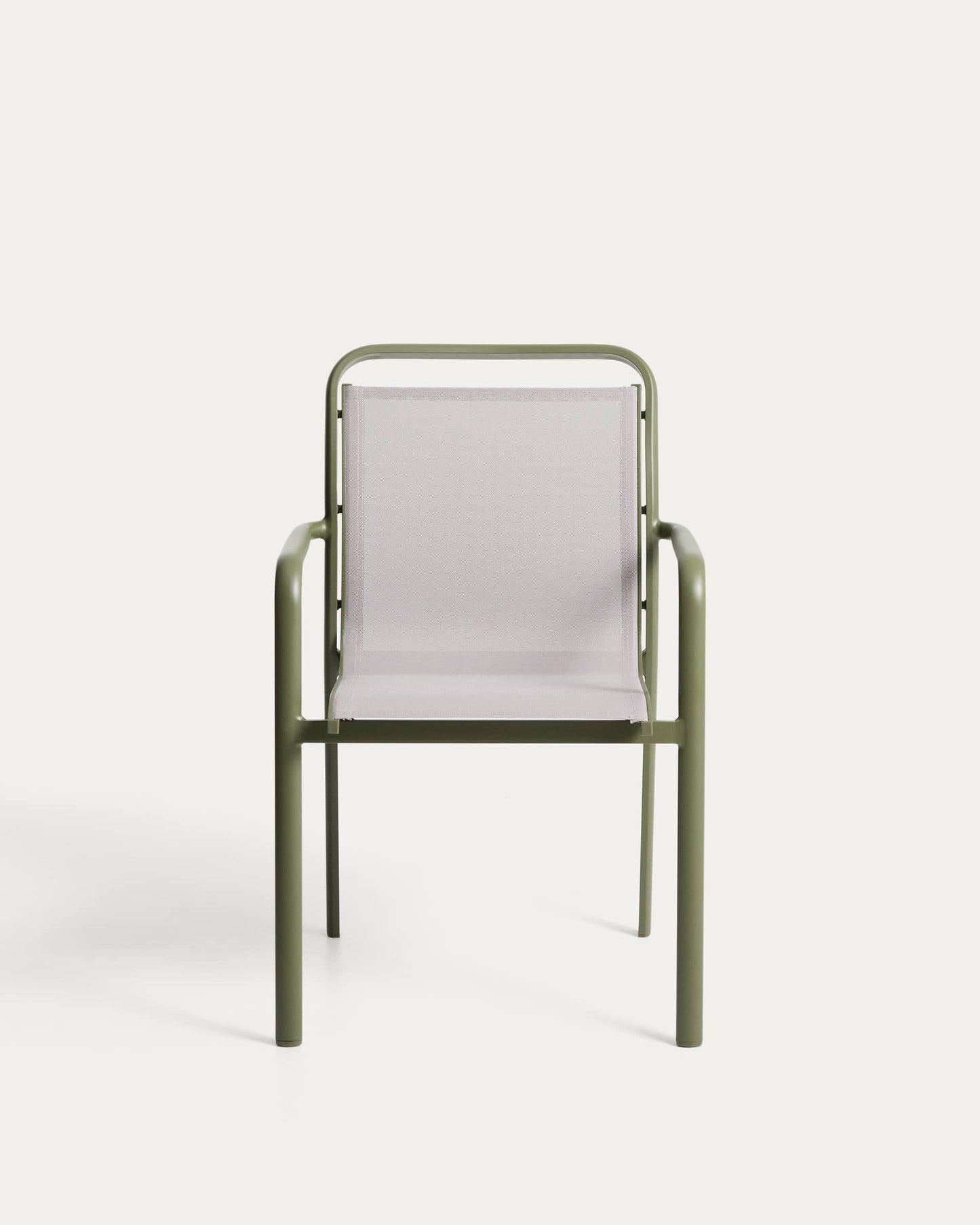 Sedia impilabile da esterno Luri in alluminio verde e texteline beige