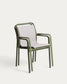 Sedia impilabile da esterno Luri in alluminio verde e texteline beige