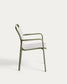 Sedia impilabile da esterno Luri in alluminio verde e texteline beige