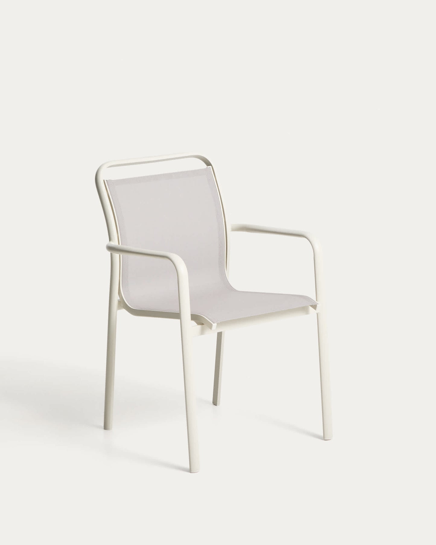 Sedia impilabile da esterno Luri in alluminio écru e texteline beige