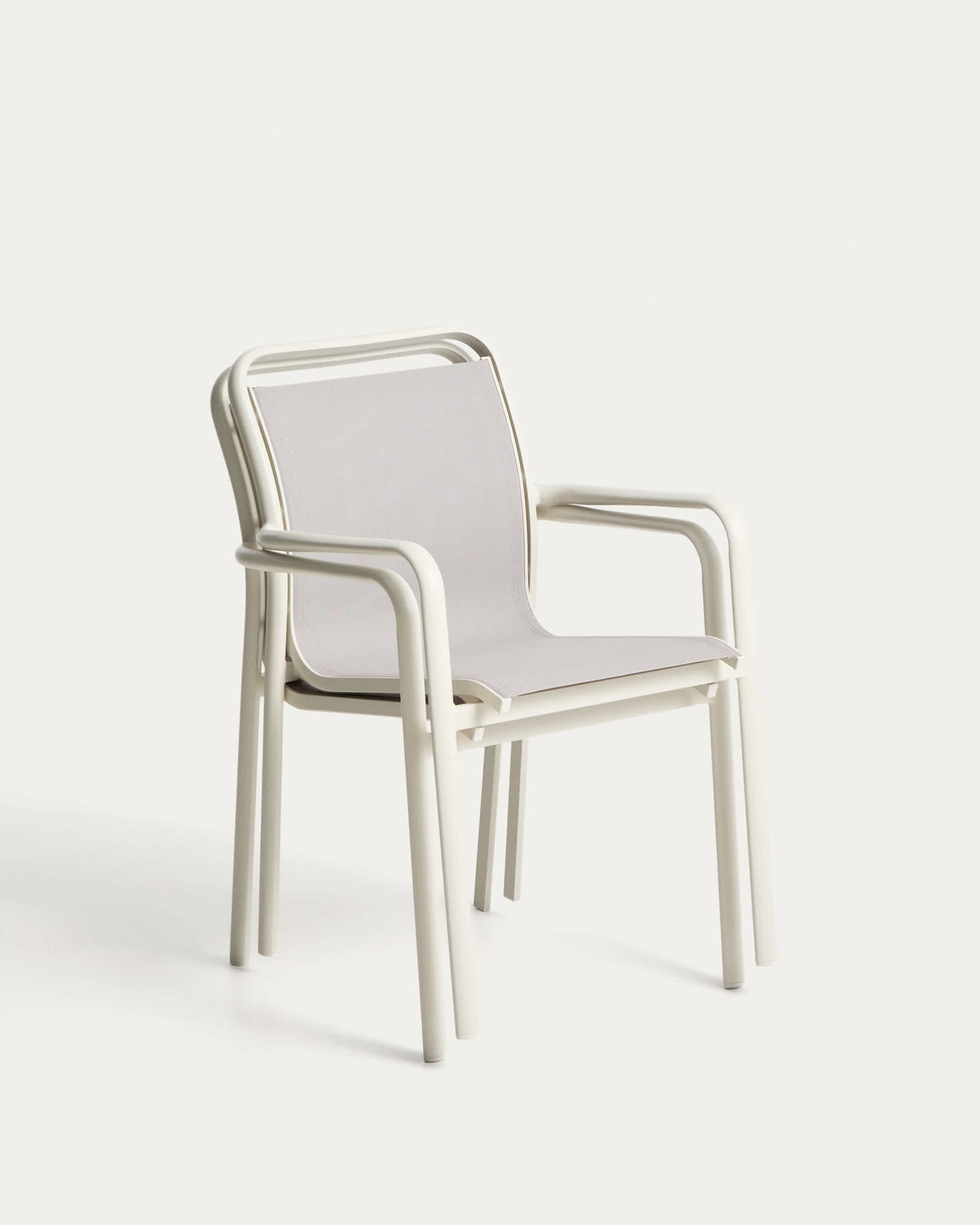 Sedia impilabile da esterno Luri in alluminio écru e texteline beige