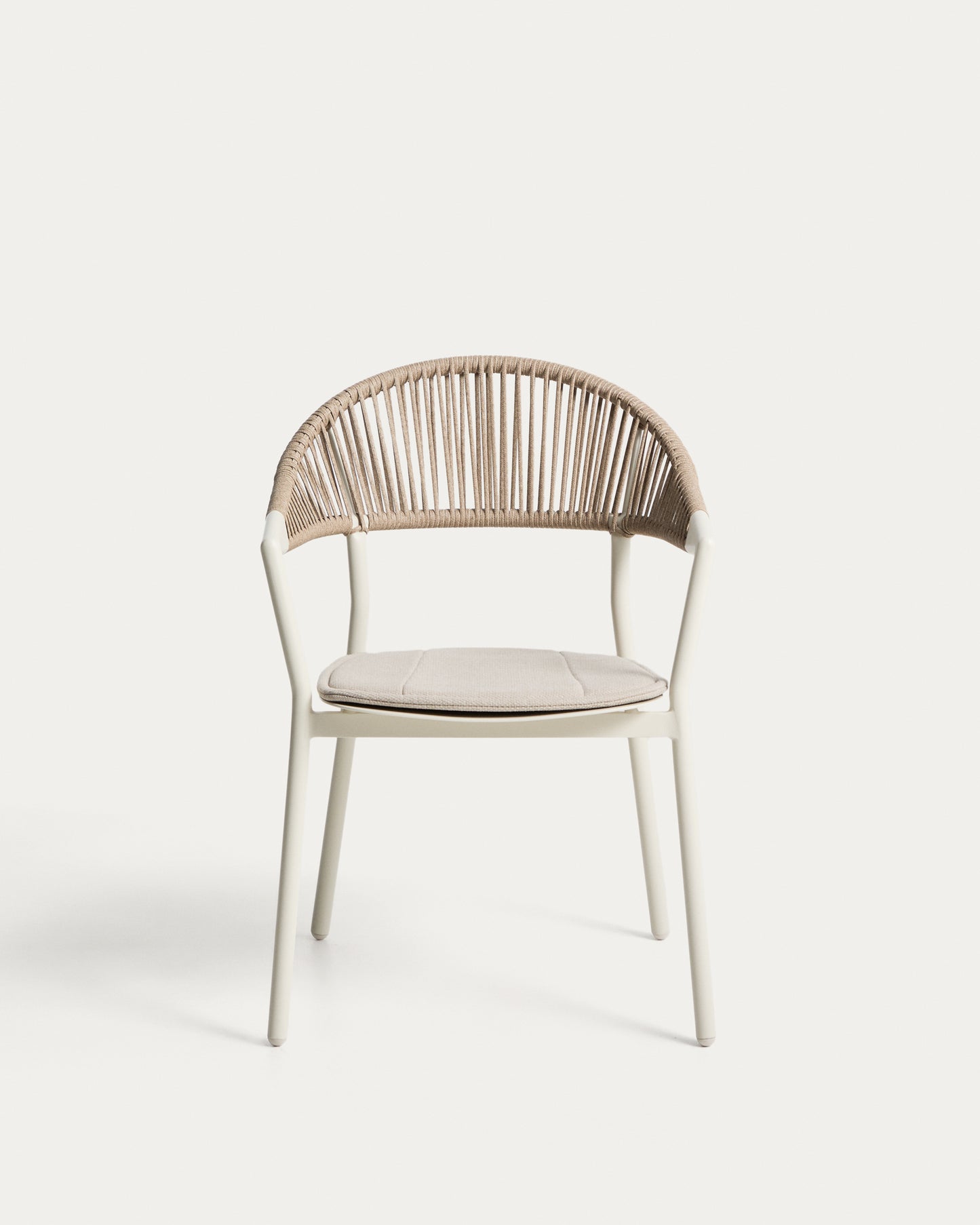 Sedia impilabile da esterno Alimia in alluminio écru con corda sintetica beige