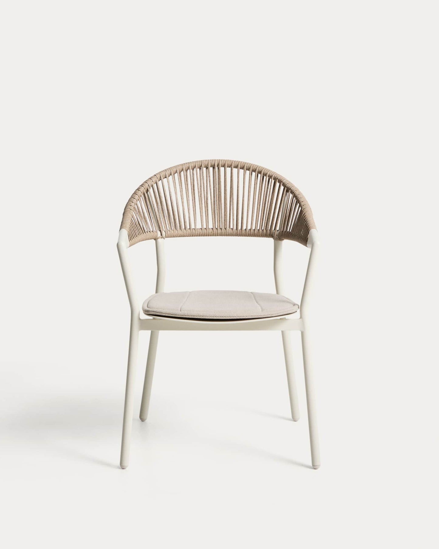 Sedia impilabile da esterno Alimia in alluminio écru con corda sintetica beige
