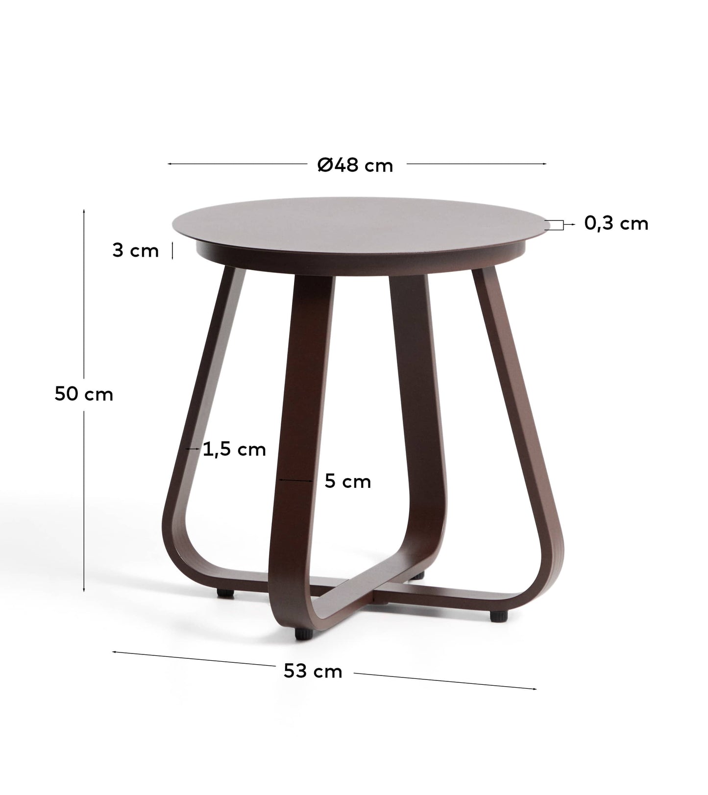 Tavolino da appoggio per esterno Tamaris in alluminio marrone Ø 48 cm